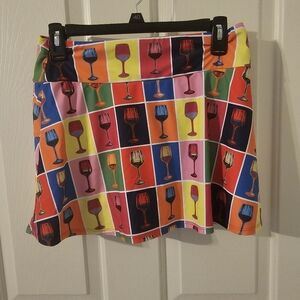 Queen of the Court Skort Multicolor Wine Lovers Pickleball Tennis Skirt Size S